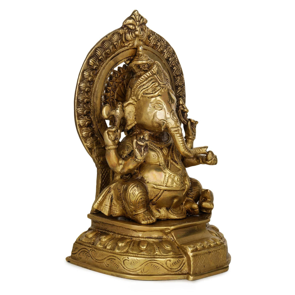 Devlok Maharaja Ganesha Pure Brass Idol | Grocsy