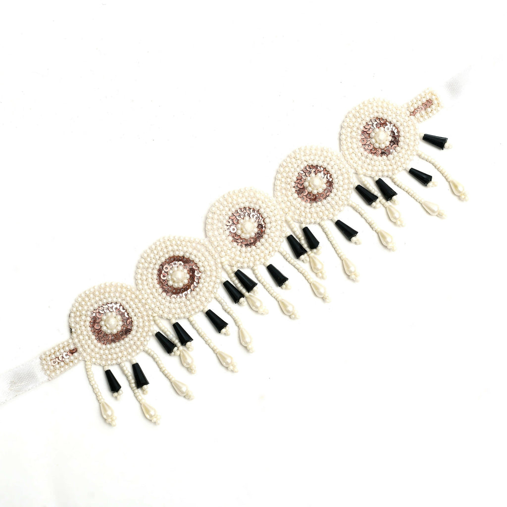 Mominos Fashion Johar Kamal Handicraft Gold/Off White Pearls Necklace with Earrings For Women