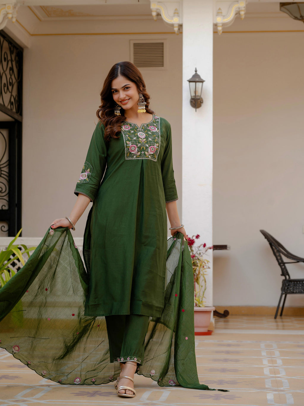 Pramukh Fab Green Color Viscose Mango Silk Kurta Set | Grocsy
