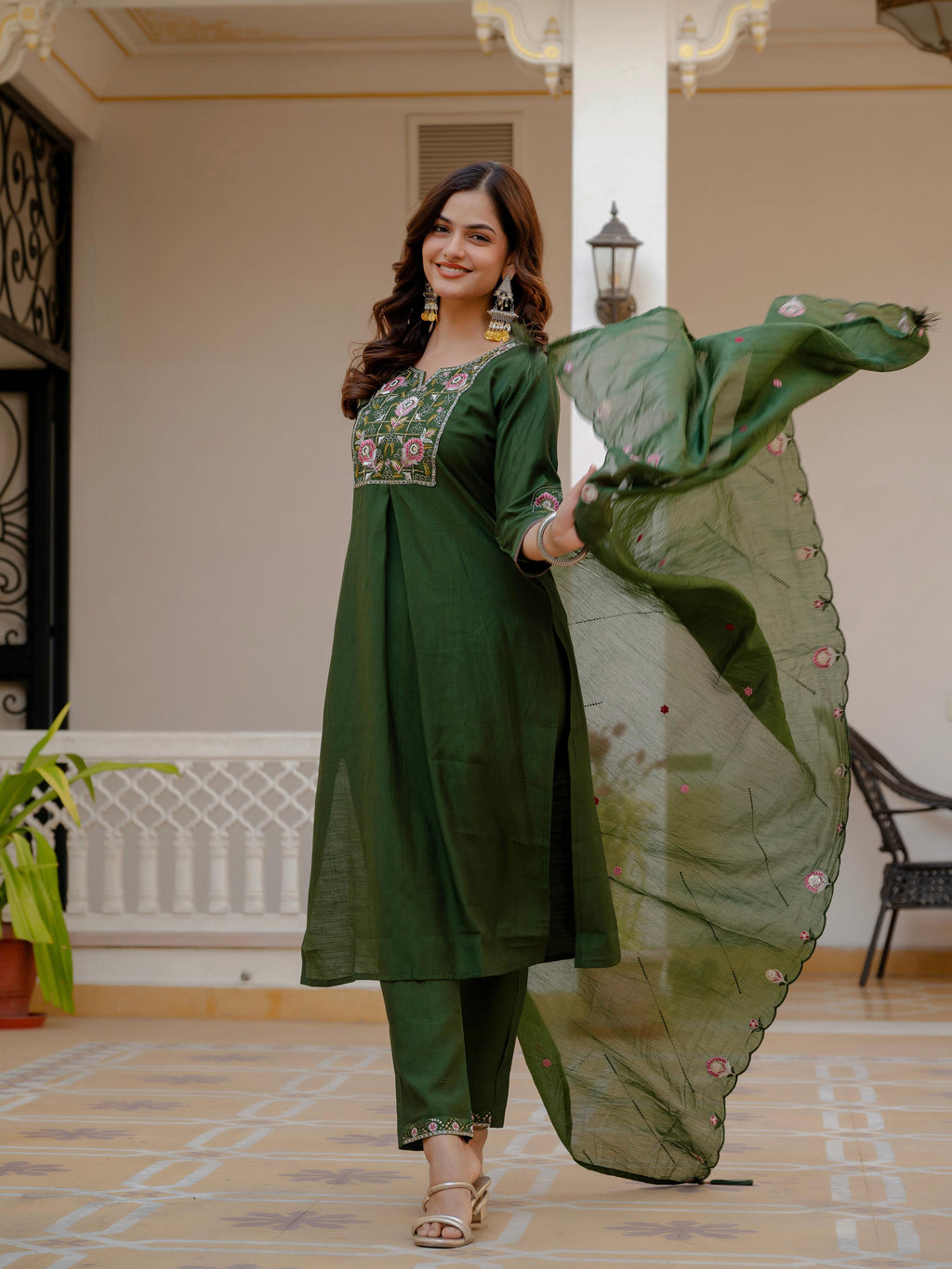 Pramukh Fab Green Color Viscose Mango Silk Kurta Set | Grocsy