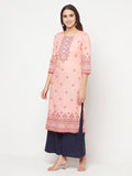 Aniyah Peach Color Rayon Digital Screen Print Straight Kurta | Grocsy
