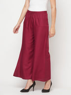 Aniyah Rayon Flared Slip-On Wine Color Palazzo | Grocsy