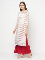Aniyah Rayon Digital Screen Print White And Red Straight Kurta | Grocsy