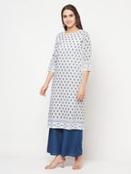 Aniyah Rayon Digital Screen Print White Straight Kurta | Grocsy