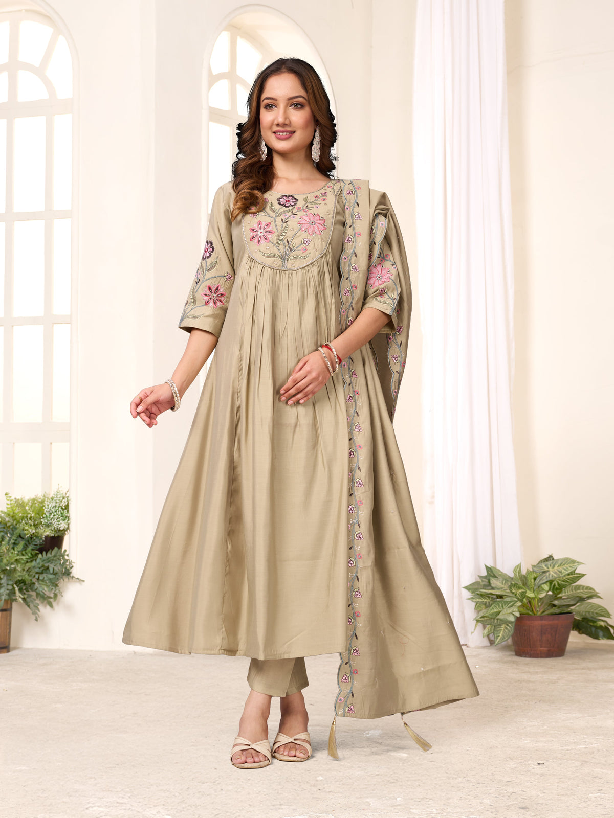 Pramukh Fab Pista Color Viscose Roman Silk Kurta Set | Grocsy