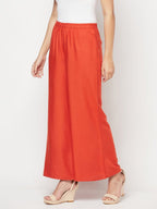 Aniyah Rayon Flared Slip-On Rust Color Palazzo | Grocsy