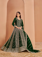 Anaita Dark Green Georgette Embroidered Salwar Suit | Grocsy