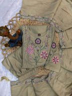 Pramukh Fab Pista Color Viscose Roman Silk Kurta Set | Grocsy