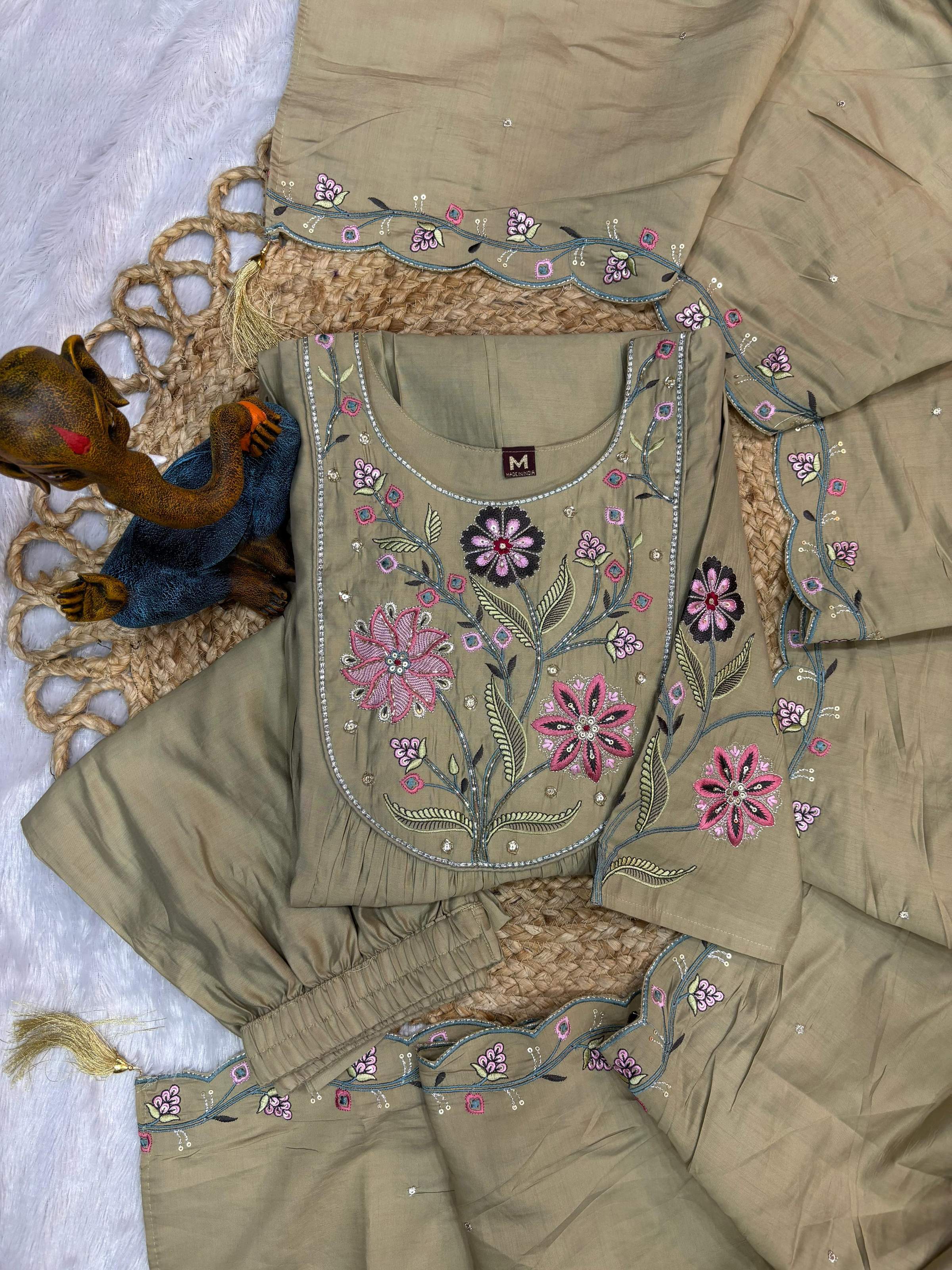 Pramukh Fab Pista Color Viscose Roman Silk Kurta Set | Grocsy