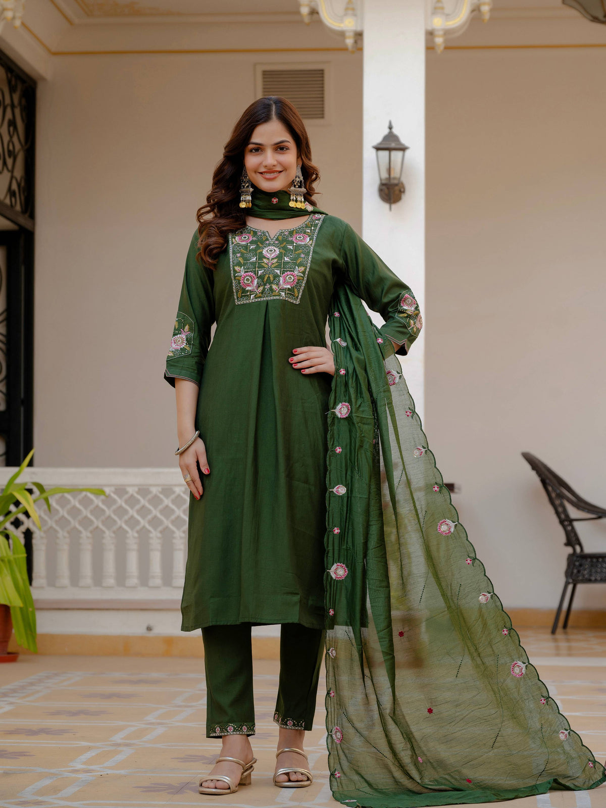 Pramukh Fab Green Color Viscose Mango Silk Kurta Set | Grocsy