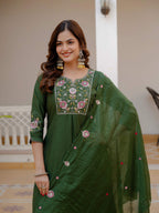 Pramukh Fab Green Color Viscose Mango Silk Kurta Set | Grocsy
