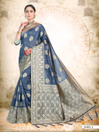 Vardha Slate Grey Woven Banarasi Saree | Grocsy