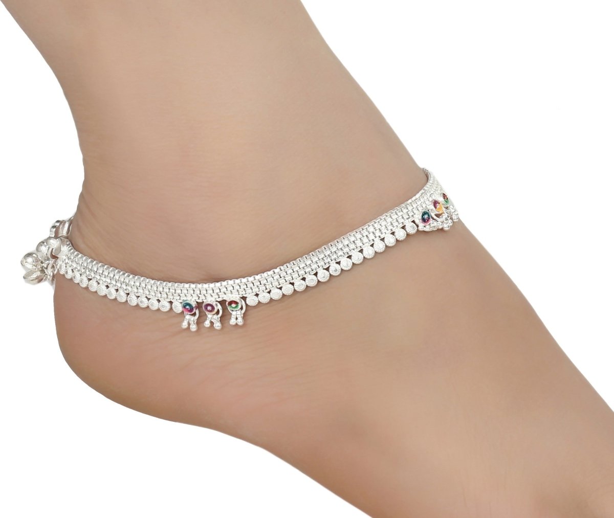 AanyaCentric Silver Plated White Metal Payal Indian Traditional Ethnic Fashion Imitation Jewellery Foot Chain | Grocsy