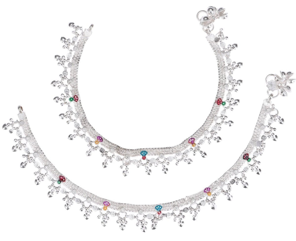 AanyaCentric Silver Plated White Metal Payal Indian Traditional Ethnic Fashion Imitation Jewellery Foot Chain | Grocsy