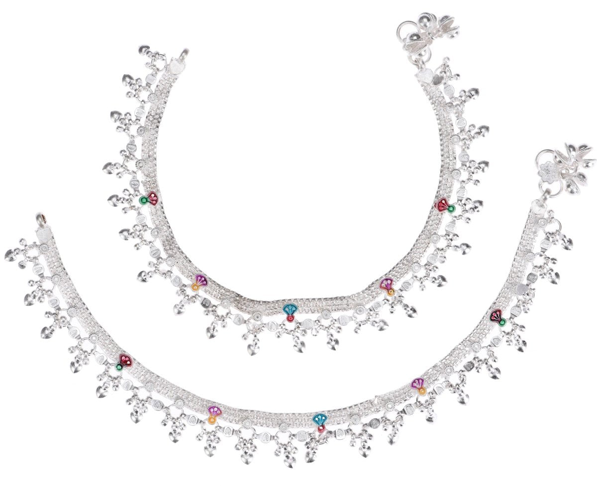 AanyaCentric Silver Plated White Metal Payal Indian Traditional Ethnic Fashion Imitation Jewellery Foot Chain | Grocsy