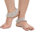 AanyaCentric Silver Plated White Metal Payal Indian Traditional Ethnic Fashion Imitation Jewellery Foot Chain | Grocsy
