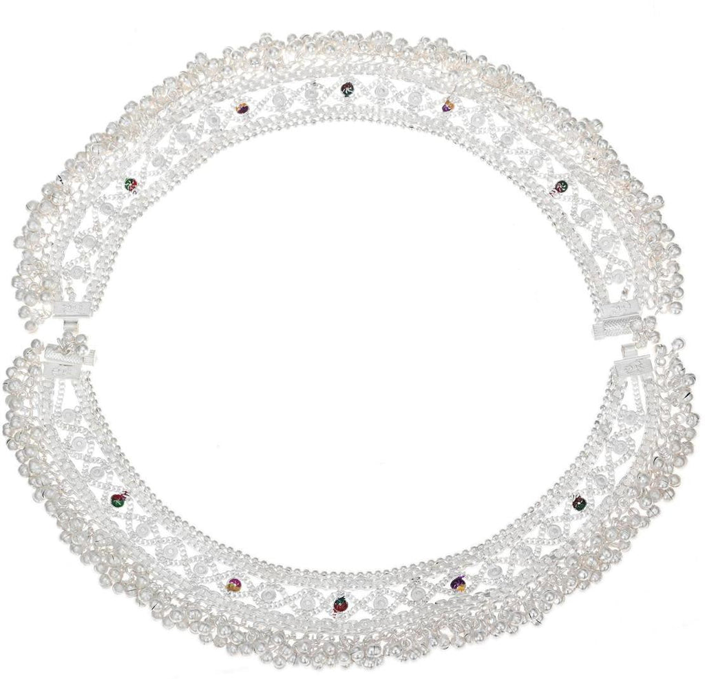AanyaCentric Silver Plated White Metal Payal Indian Traditional Ethnic Fashion Imitation Jewellery Foot Chain | Grocsy