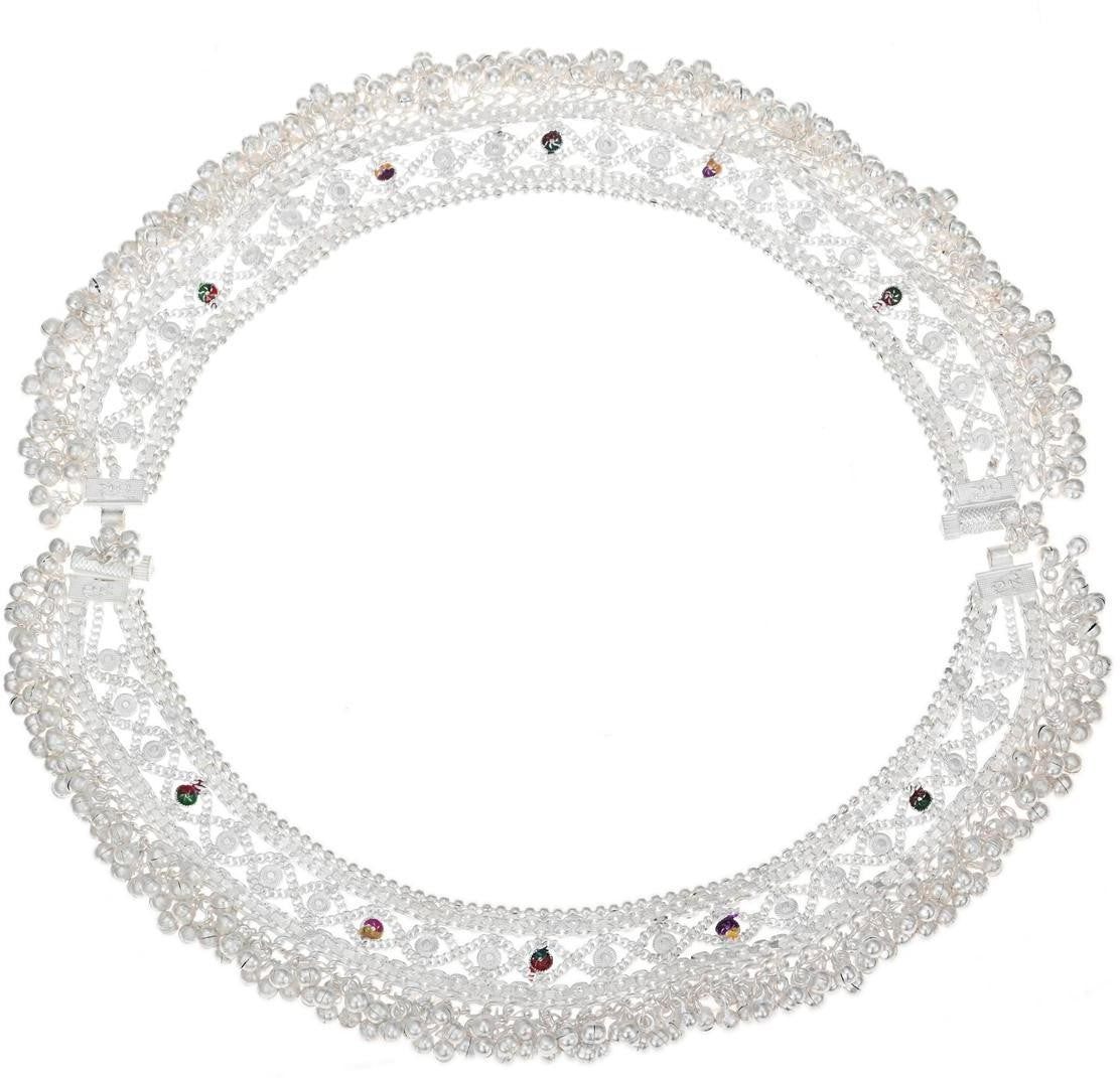 AanyaCentric Silver Plated White Metal Payal Indian Traditional Ethnic Fashion Imitation Jewellery Foot Chain | Grocsy