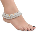 AanyaCentric Silver Plated White Metal Payal Indian Traditional Ethnic Fashion Imitation Jewellery Foot Chain | Grocsy