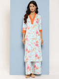 Ahalyaa Floral Printed Kurta With Palazzos | Grocsy