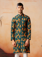 Peacock Print Kurta by Hilo Design | Grocsy