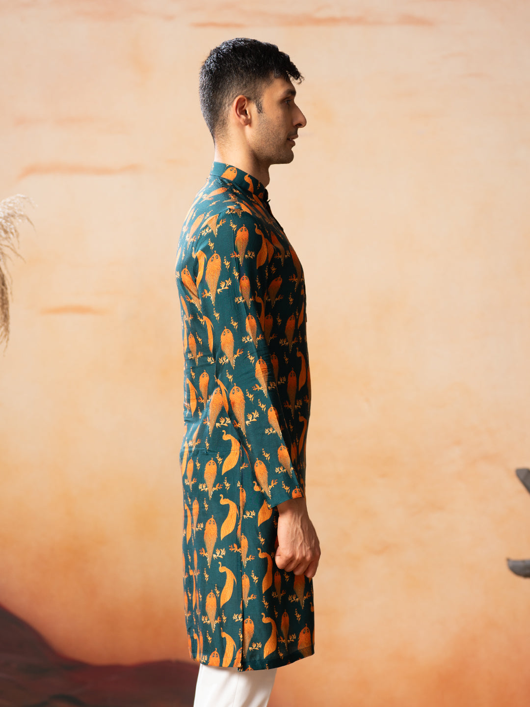 Peacock Print Kurta by Hilo Design | Grocsy