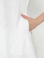 Fab Fashion White Pure Cotton V Neck Co-Ord Set | Grocsy