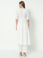 Fab Fashion Alia Cut White Pure Cotton V-Neck Top+Pant | Grocsy