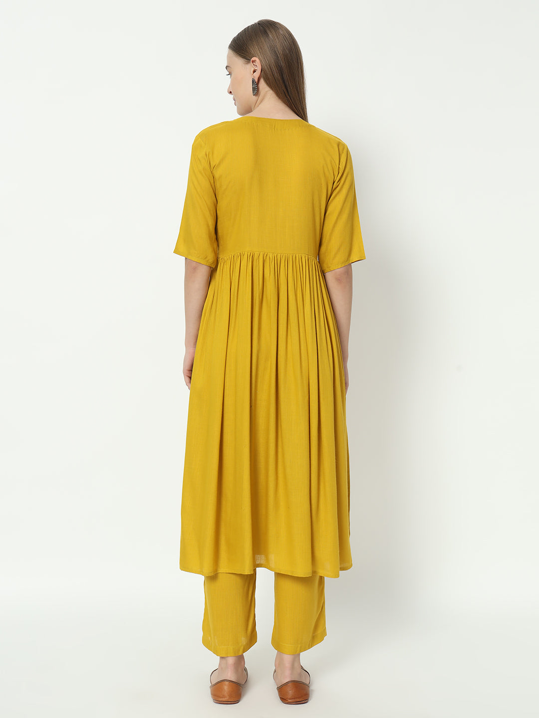 Fab Fashion Alia Cut Mustard Pure Cotton V Neck Top+Pant | Grocsy