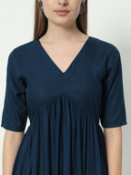 Fab Fashion Alia Cut Peacock Blue Pure Cotton V Neck Top+Pant | Grocsy