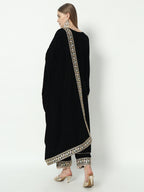 Fab Fashion Black Velvet Lace Suit Full Set | Grocsy