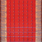 Exclusive Collection 100% Pure Cotton Red Tant Saree With Hand Weaving Work | Grocsy