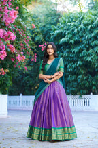 Lorenvalley Fashion Lavender Kanchipuram Zari Weaving Work Lehenga Choli with Dupatta | Grocsy