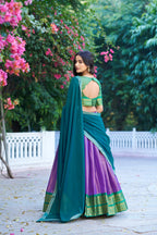 Lorenvalley Fashion Lavender Kanchipuram Zari Weaving Work Lehenga Choli with Dupatta | Grocsy