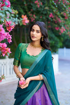 Lorenvalley Fashion Lavender Kanchipuram Zari Weaving Work Lehenga Choli with Dupatta | Grocsy