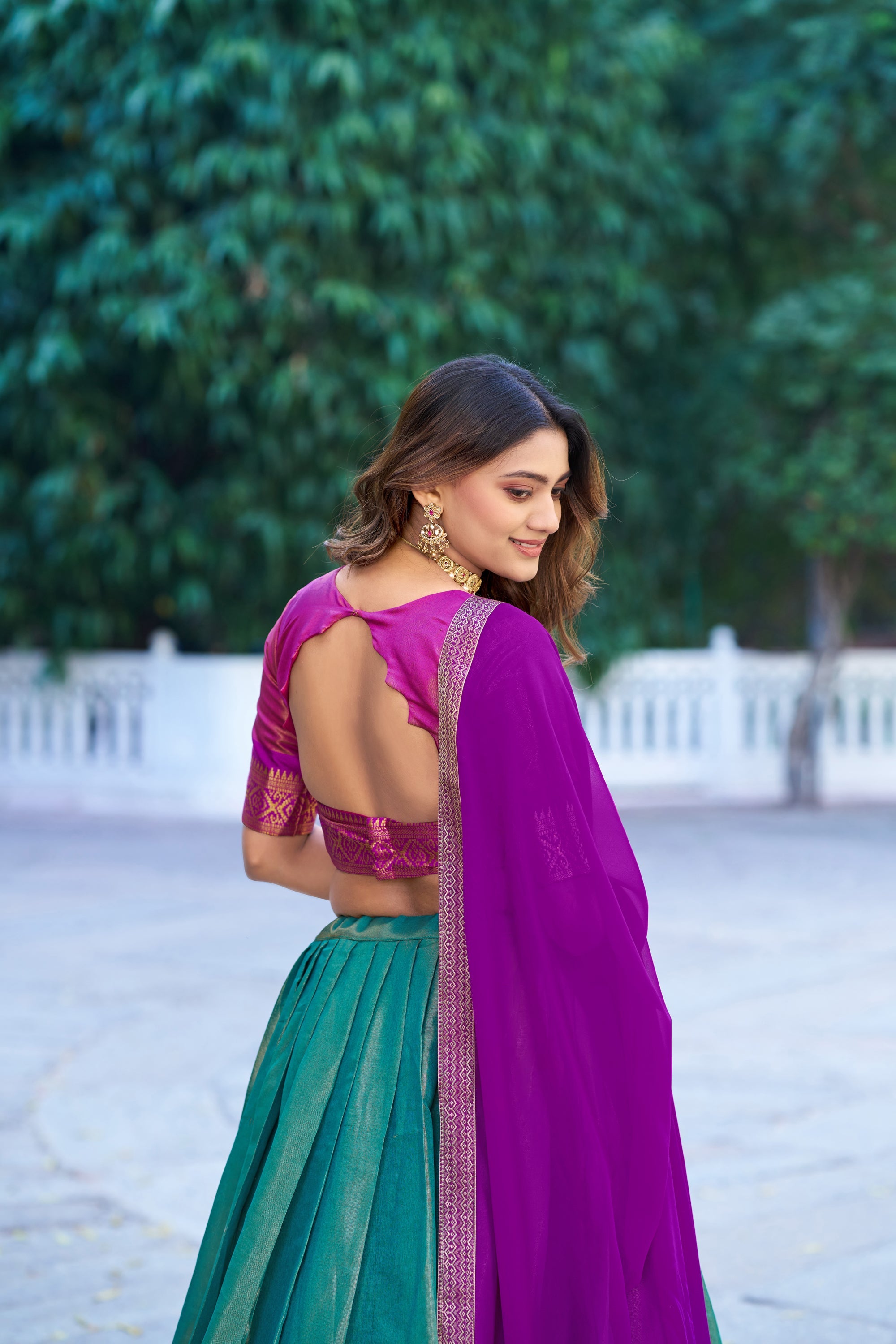 Lorenvalley Fashion Skyblue Kanchipuram Zari Weaving Work Lehenga Choli with Dupatta | Grocsy