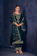 Lorenvalley Fashion Women Rama Velvet Embroidered Salwar Suit Material | Grocsy