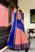 Lorenvalley Peach Kanchipuram Zari Weaving Work Lehenga Choli | Grocsy