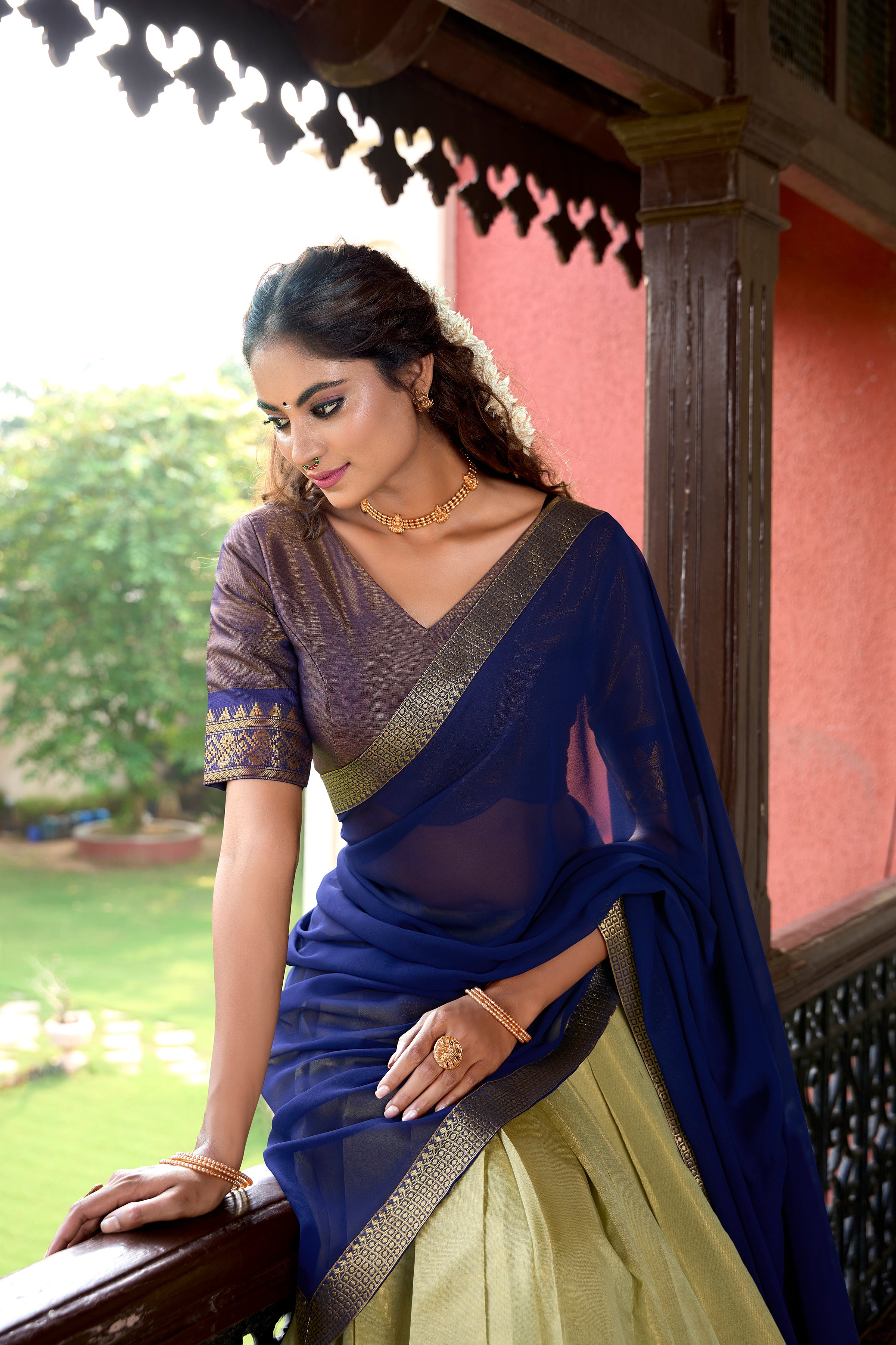 Lorenvalley Pista Kanchipuram Zari Weaving Work Lehenga Choli | Grocsy