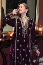 Lorenvalley Fashion Women Purple Velvet Embroidered Salwar Suit Material | Grocsy