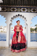 Lorenvalley Black Jacquard Silk Paithani Weaving Zari Work with Lace Touch Up Lehenga Choli with Dupatta | Grocsy