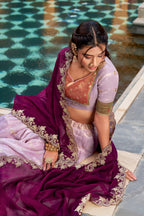Lorenvalley Fashion Pink Slub Kota Zari Weaving Work with Paithani (Jacquard) Border Lehenga Choli with Dupatta | Grocsy