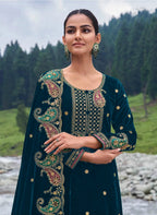 Lorenvalley Fashion Women Rama Velvet Embroidered Salwar Suit Material | Grocsy