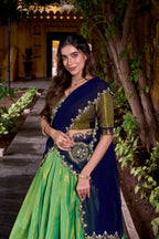 Lorenvalley Fashion Seagreen Kanchipuram Zari Weaving Work Lehenga Choli with Dupatta | Grocsy