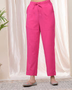 Vaasva Women Rani Cotton Flax Solid Straight Pants | Grocsy