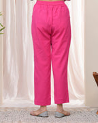 Vaasva Women Rani Cotton Flax Solid Straight Pants | Grocsy
