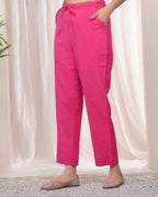 Vaasva Women Rani Cotton Flax Solid Straight Pants | Grocsy