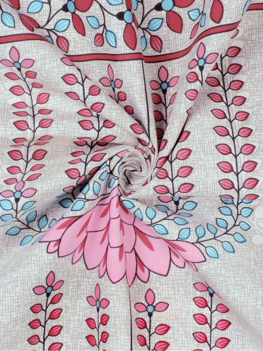 Story@home Grey & Pink Ethnic Motifs 180 TC Bedsheet with Pillow Cover | Grocsy