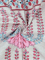 Story@home Grey & Pink Ethnic Motifs 180 TC Bedsheet with Pillow Cover | Grocsy