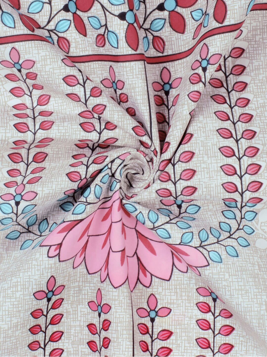 Story@home Grey & Pink Ethnic Motifs 180 TC Bedsheet with Pillow Cover | Grocsy